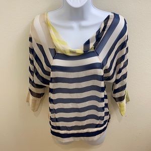 Diane Von Furstenberg  Silk Sheer Striped Top S